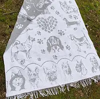 Плед Хлопковый 140X200 Верные Друзья Бело-Серый LoveYou