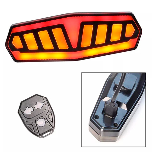 Задній габаритний велоліхтар з поворотами FY-1828, дистанційний пульт, ЗП Type-C, АКБ CR2032, фото 1