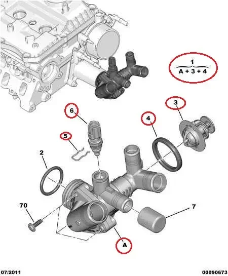 Корпус термостата Peugeot Boxer 3, Citroen Jumper 3 (2011-2014) 2.2HDi, 9678741380, 1338F5