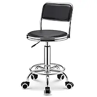 Стілець майстра з колесиками зі спинкою, чорний