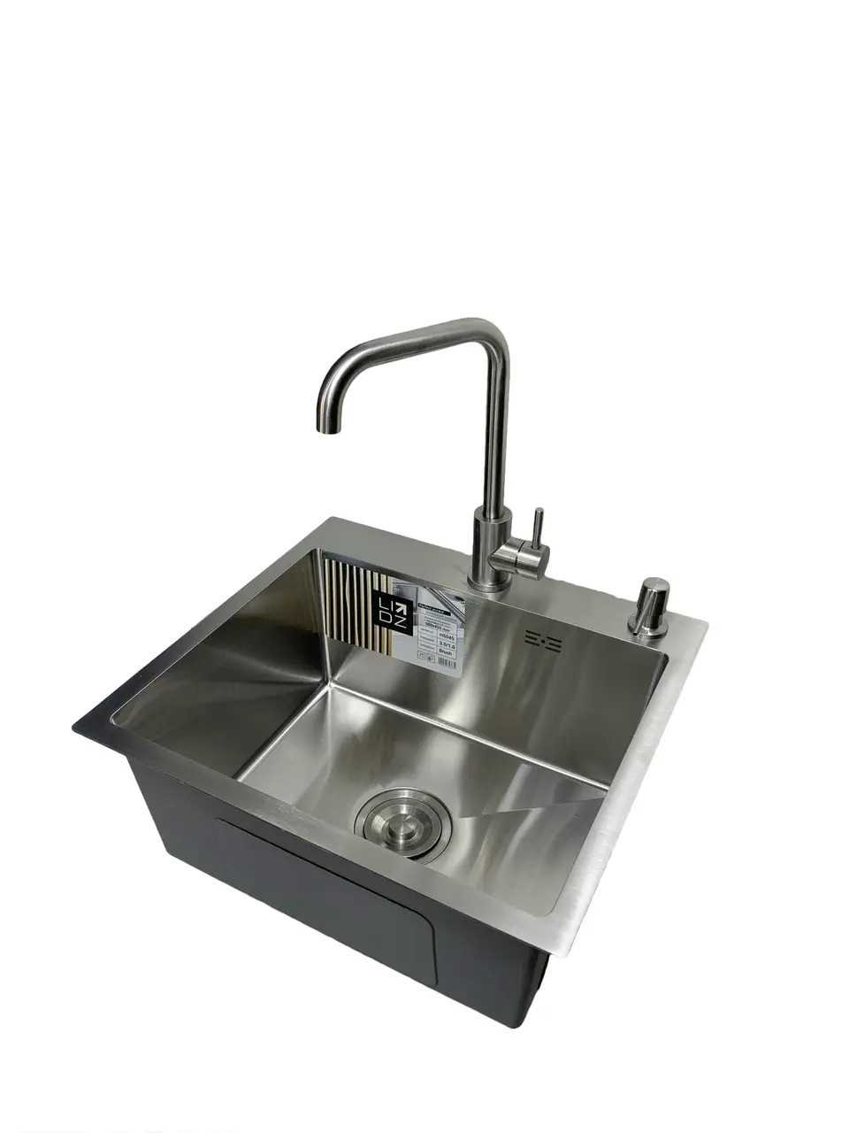Мийка для кухні Lidz 5045 см і змішувач для кухні Aria 015F-7 U-подібний Nickel, Lidz