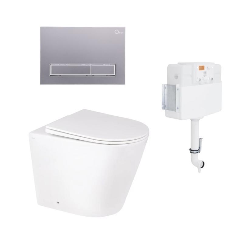 Комплект: Qtap Swan унітаз підлоговий Rimless QT16223178W + Nest комплект інсталяції 2в1 (лінійна клавіша