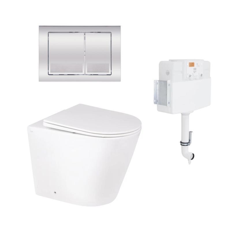 Комплект: Qtap Swan унітаз підлоговий Rimless QT16223178W + Nest комплект інсталяції 2в1 (квадратна клавіша