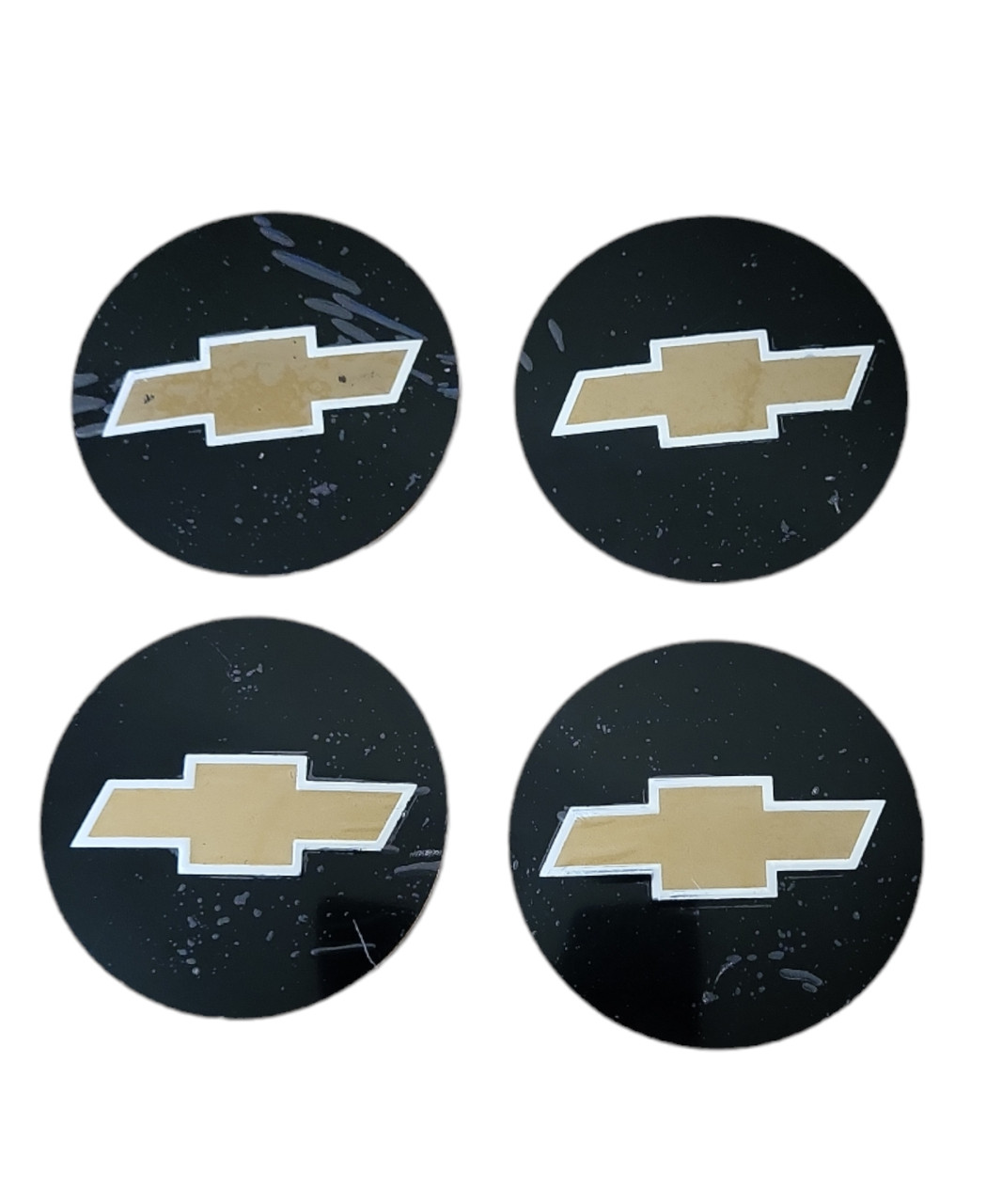 Наліпки на ковпачки, наліпки на диски Chevrolet Шевроле 56 мм чорні з золотим 4 шт