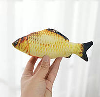 М'яка іграшка Карась для кота, іграшка для котиків 21 см (жовтий)