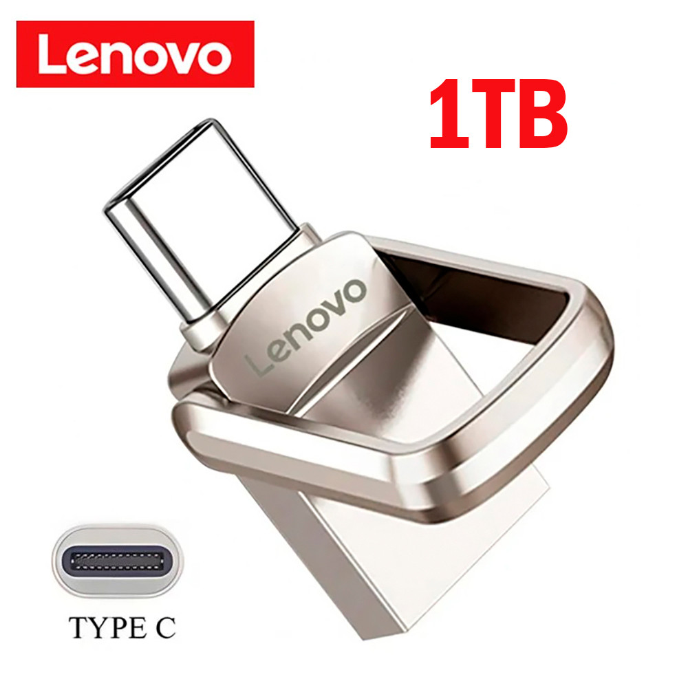 Флеш накопичувач-пам'ять 2в1 Lenovo у металевому корпусі USB3.0 + TYPE-C 1TB