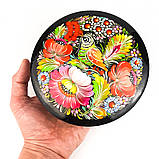 Скринька дерев'яна кругла Петриківський розпис ручної роботи 15х6см СОЛОВЕЙ у КВІТАХ Український сувенір, фото 9