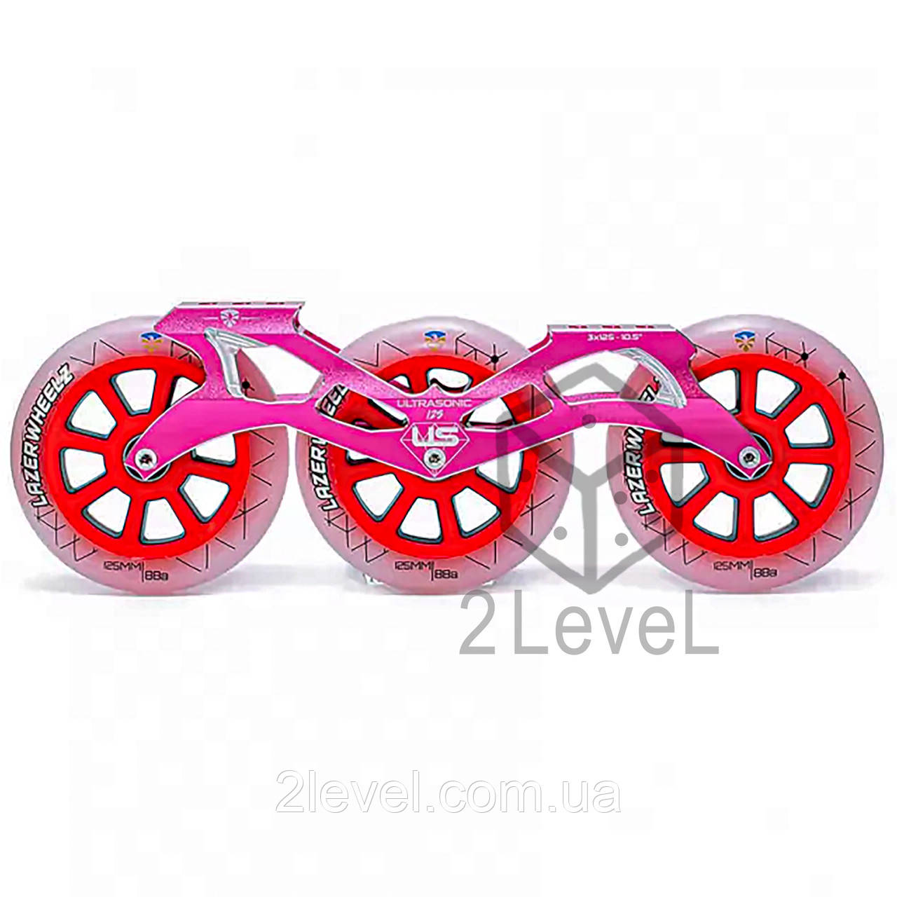 Триколісний сет для роликів FE Ultrasonic 125 mm Lazerwheelz Рожевий Трискейт ходовий під ключ Flying Eagle