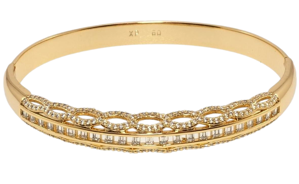 Браслет Xuping Позолота 18K "Філігранний орнамент із цирконієм" ø 6см