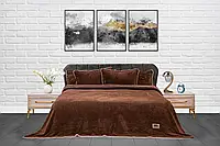 Покривало-плед із наволочками 220x240 Тм Zeron Смужка колір шоколадний