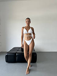 Купальник на завʼязках з італійського біфлексу Christel 013 білий L