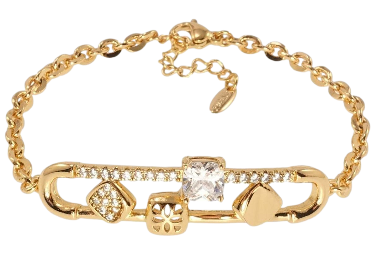 Браслет Xuping Позолота 18K "Якірне плетіння з декоративною вставкою" довжина з дод. ланцюжком 17-20см х 4мм