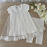 Літній костюмчик для Хрещення дівчинки "Діва Марія" Туніка, лосини Інтерлок, 56 розмір, фото 2