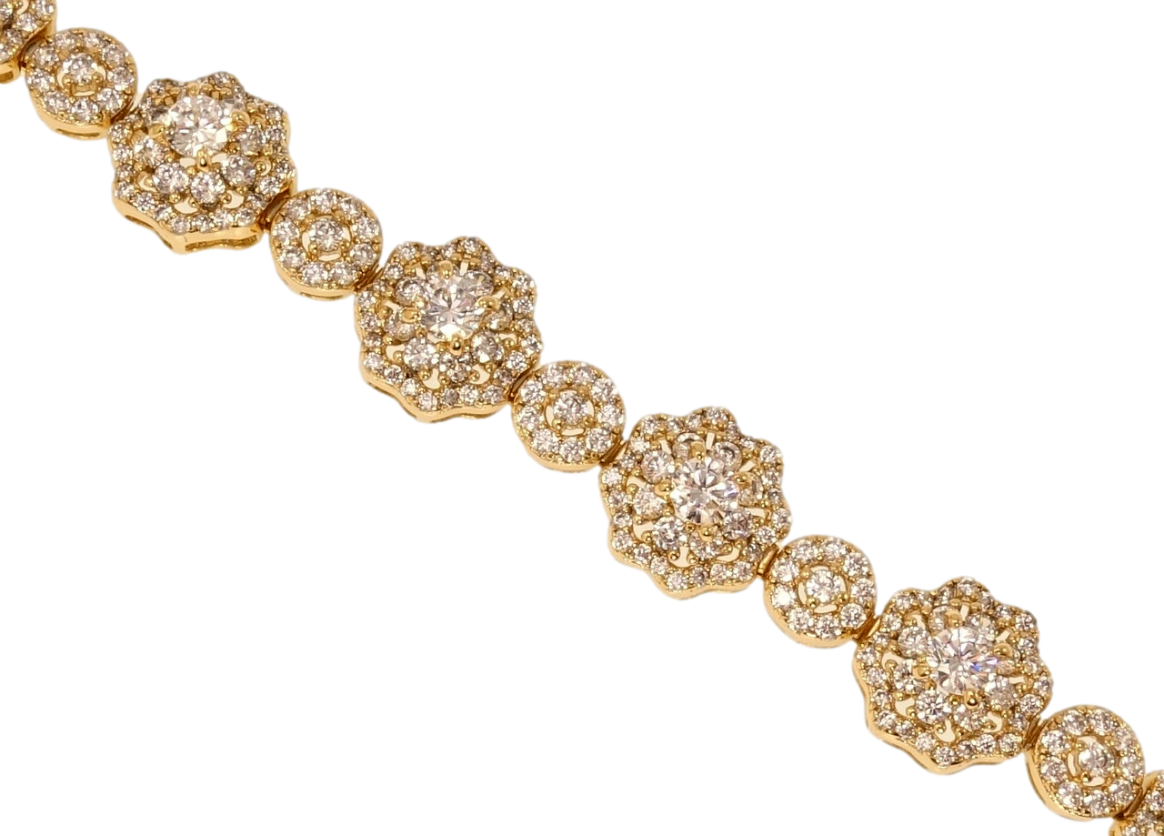 Браслет Xuping Позолота 18K "Квіткова іскристість" довжина з дод. замком 16.5,18.5см х 6-11мм