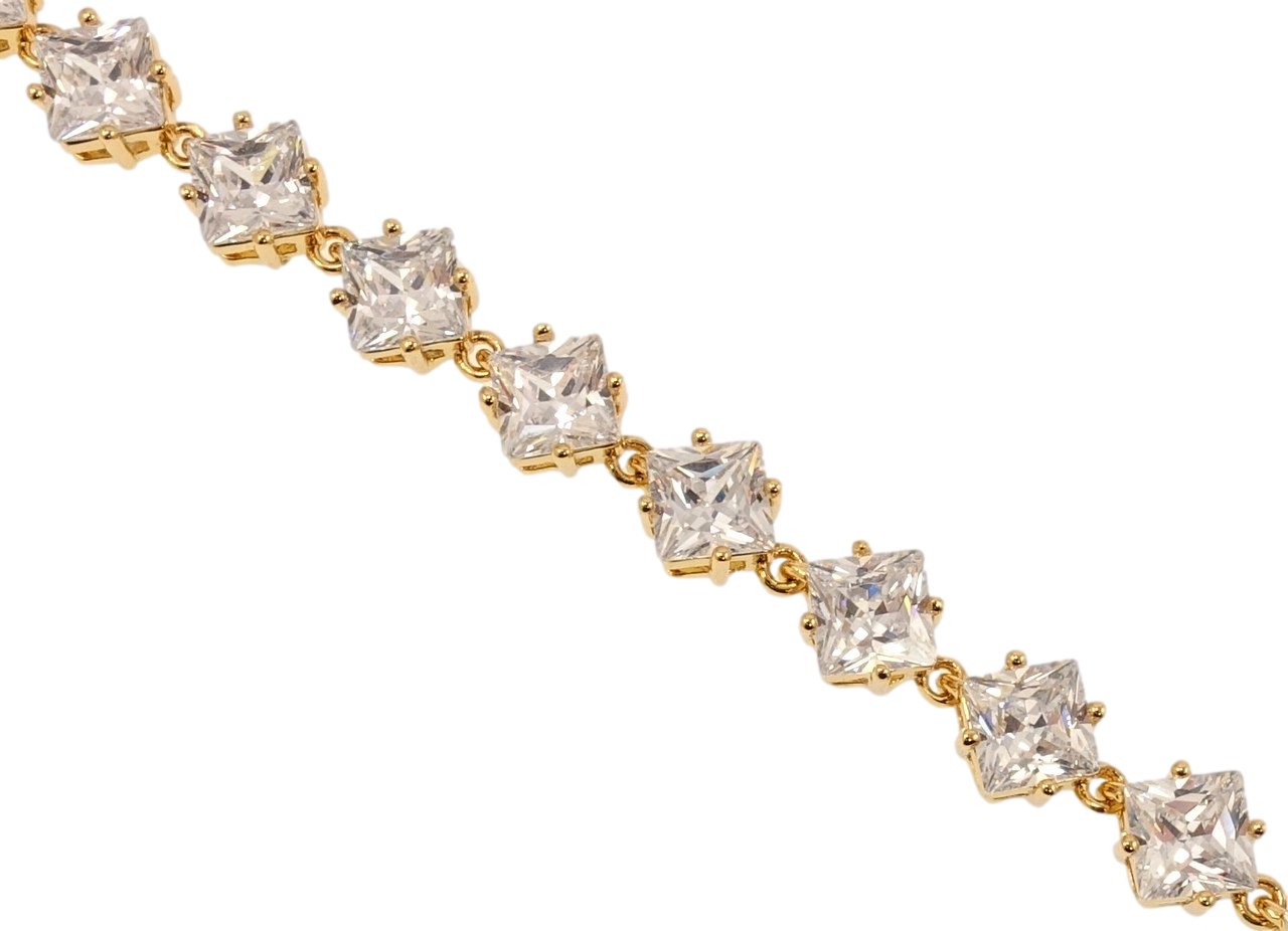 Браслет Xuping Позолота 18K "Кристальні ромби" довжина з дод. замком 16,18см х 6мм