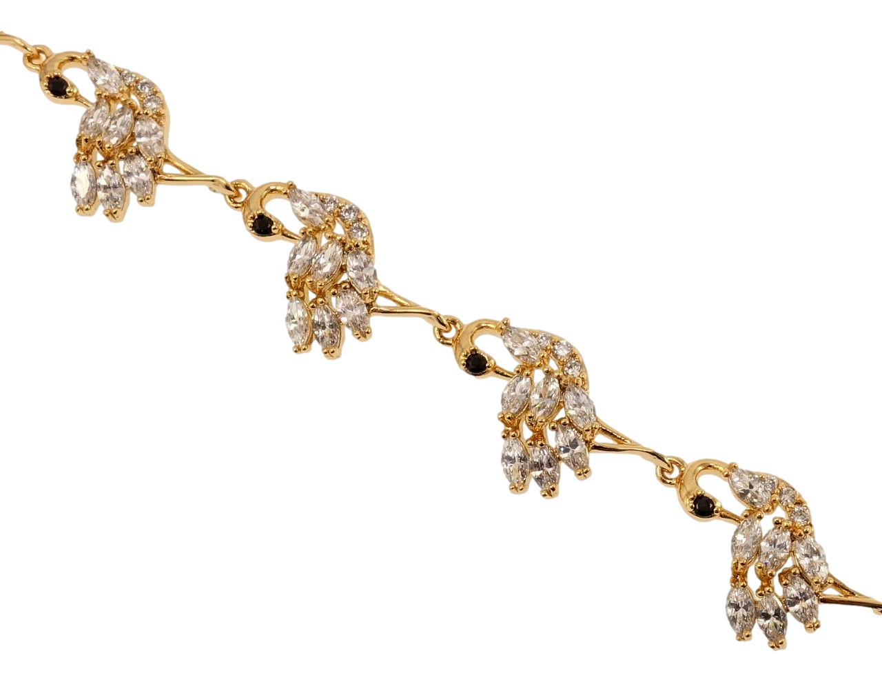 Браслет Xuping Позолота 18K "Кристальна чапля" довжина з дод. замком 17.5,20.5см х 12мм