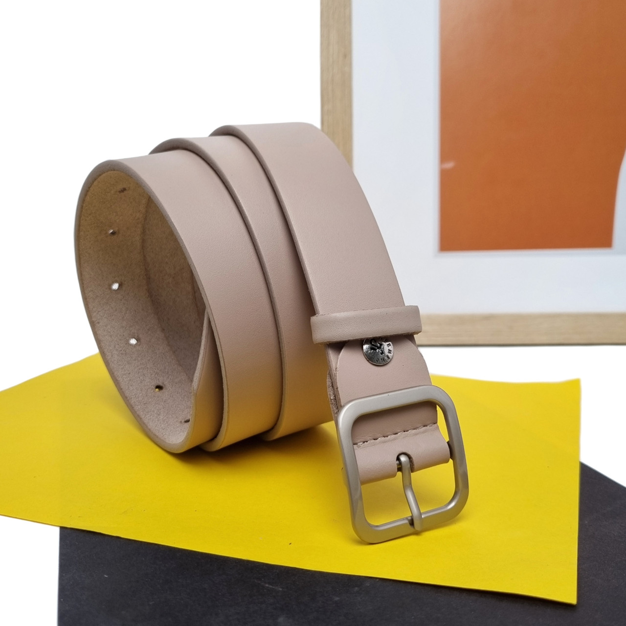 Шкіряний ремінь широкий жіночий бежевий Арт.05-35-00-46 "Кремінь" (Україна)