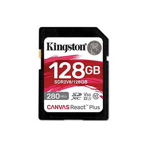 Карта пам'яті SDHC 128GB UHS-II/U3 Class 10 Kingston Canvas React Plus V60 SD R280/W100MB/s (SDR2V6/128GB)