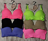 Жіночий топ бюстгальтер рубчик чашка В/С з поролоном мікс кольорів, фото 2