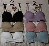 Жіночий топ бюстгальтер рубчик чашка В/С з поролоном 6 кольорів, фото 2