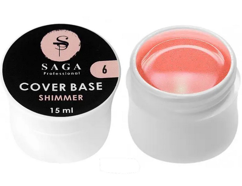 Базове покриття з шимером Saga Cover Base Shimmer #6, 15 мл, фото 1