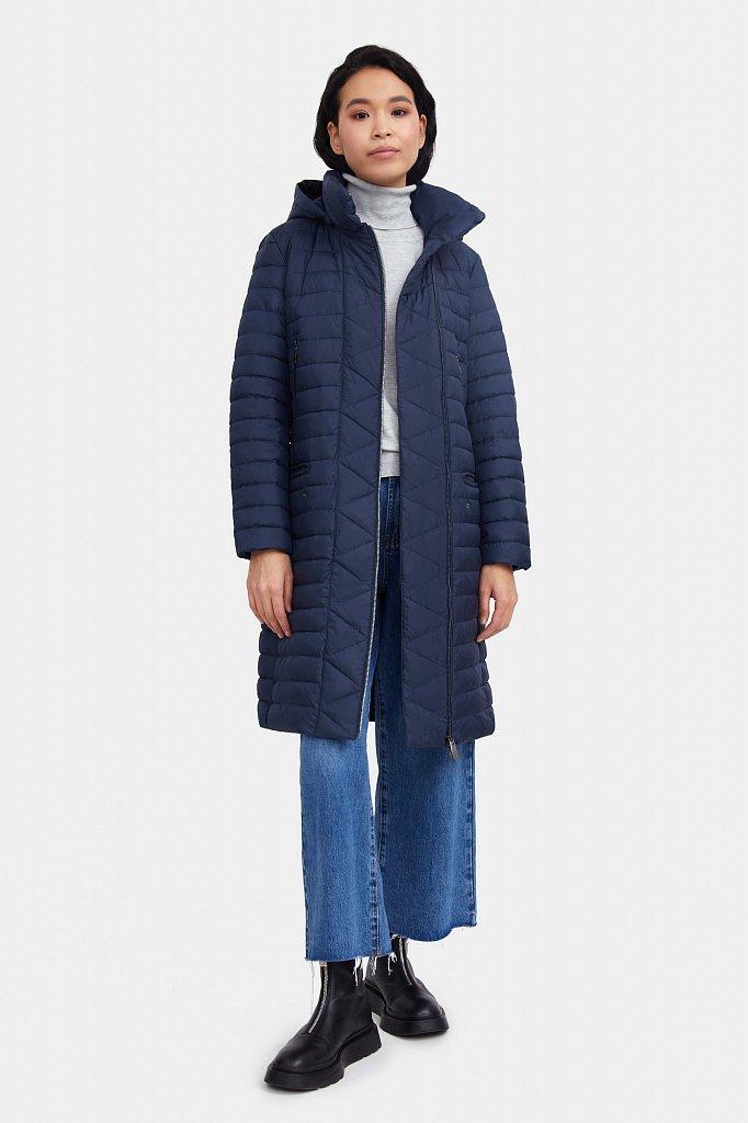 Довга жіноча куртка Finn Flare A20-12007-101 темно-синя M, фото 1