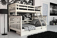 Двоярусне дитяче ліжко iSmart Скандинавія Айворі + Венге 120-80х200 см з ящиками (DMBG-2250)