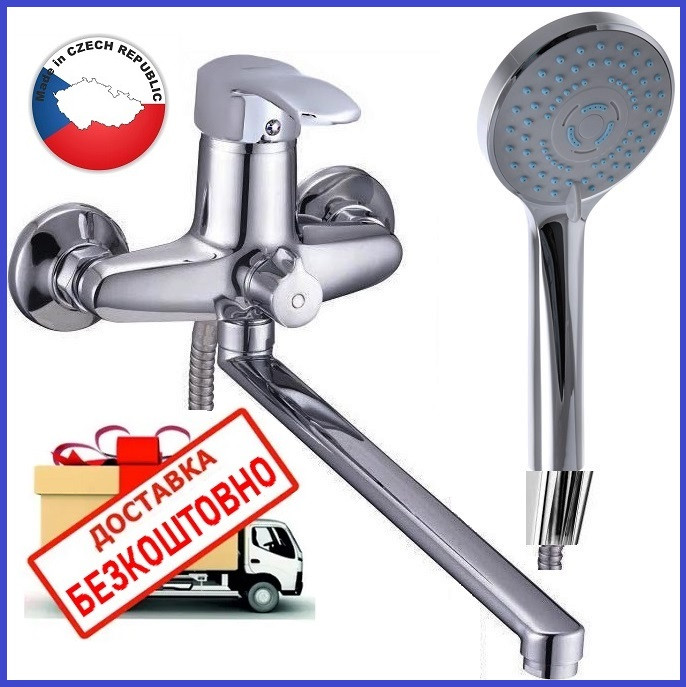 Змішувач для ванни з довгим поворотним виливом 35 см одноважільний ZERIX LUN7 279 (ZX0430) Зерикс - фото 1 - id-p2039791302