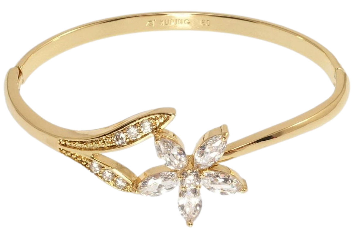 Браслет Xuping Позолота 18K "Кристальна квітка" ø 5,8см