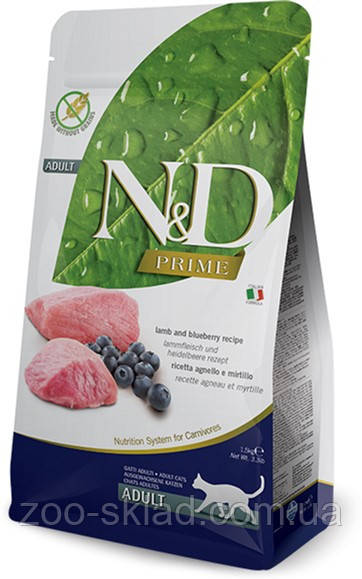 Farmina N&D Prime CAT Lamb & Blueberry для котів з ягням та чорницею 10кг