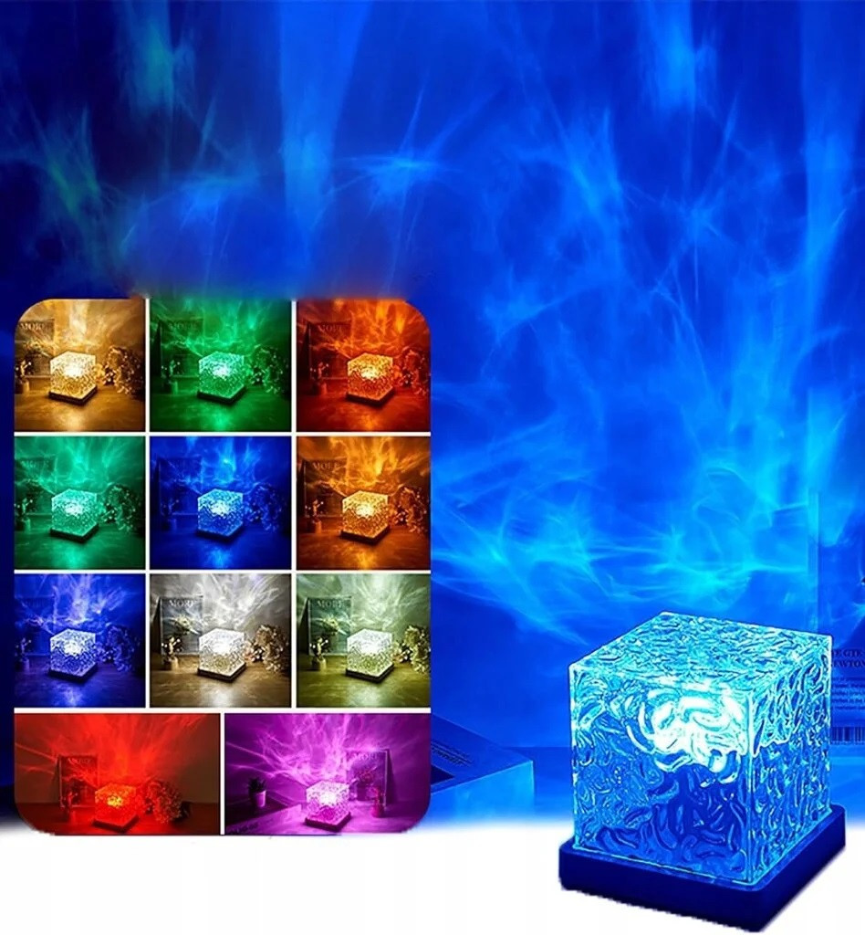 Настільний нічник проєктор КУБ з пультом Лампа RGB, фото 1