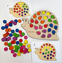 Дерев'яна гра сортер Улитка з фішками Познавалка 44090400 Poznavalka, 87 фішок, вік 12 міс+