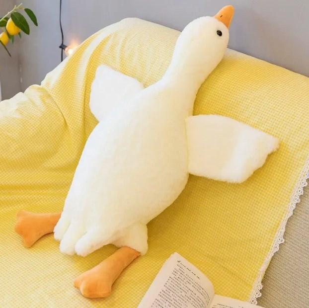 Плюшевий Гусок Обнімусь білий, м'яка гіпоалергенна іграшка Гусочка обіймашка плюшова 50 см - подарунок дитині дівчині