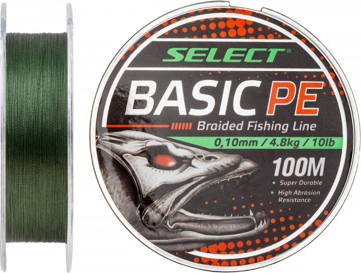 Шнур Select Basic PE Темно-зеленый 100 м 0.06мм 3кг/6lb (1870-27-58), фото 1