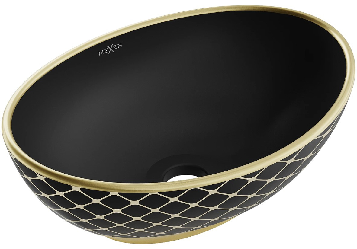 Умивальник (раковина) MEXEN ELZA BLACK MATT DIAMOND GOLD накладний