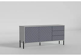 Тумба під телевізор у вітальню з ДСП/МДФ Leada/Леада №7 LuxeStudio Шиншила сіра/RAL 7024