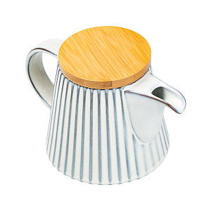 Керамічний чайник для заварювання на 850 мл з бамбуковою кришкою білий
