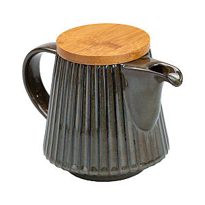 Керамічний чайник для заварювання на 850 мл з бамбуковою кришкою зелений