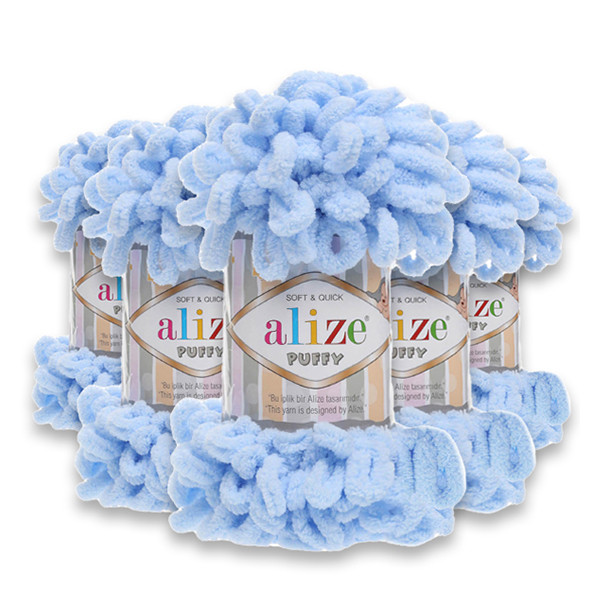 Упаковка Alize Puffy, Світло-блакитний No183, 5 шт.