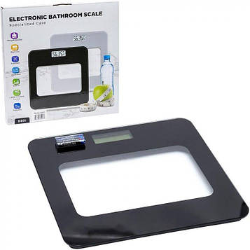 Ваги електронні підлогові побутові скляні до 180кг 26*26*2см чорні