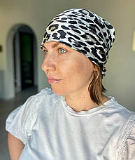 Шовкова хустка з леопардовим принтом 70*70 см сіра, фото 4