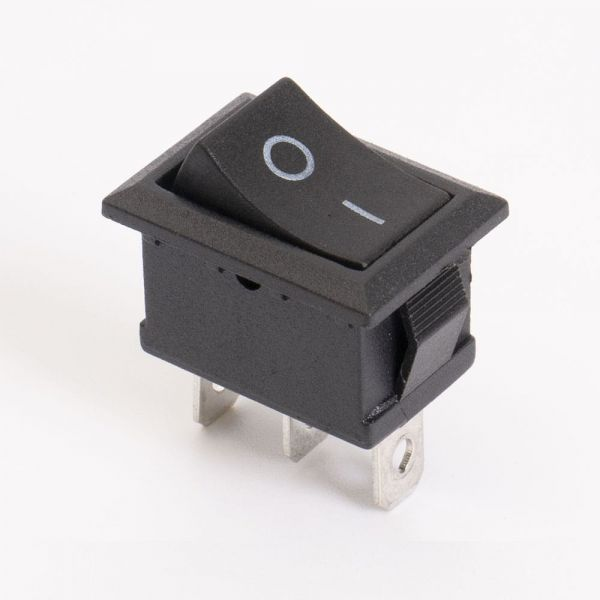 Вимикач, кнопка KCD1-101 15*21mm AC 6А 250В 3 контакти. Перемикач 1 чорний клавішний