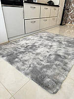 Килимок великий ворсистий Травка світло-сірий 200х230/приліжковий килимок із довгим ворсом