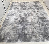 Килимок великий ворсистий Травка світло-сірий 200х230/приліжковий килимок із довгим ворсом, фото 2