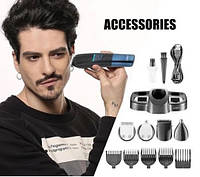 Набір для стрижки VGR V-108 10в1 Professional для догляду за волоссям, бородою, триммер для носа, 9 насадок, фото 2