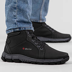 Зимові черевики чоловічі з хутром та прошитою підошвою чорні (ЛБ 21)