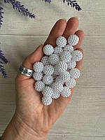 Намистини з пухирцями круглі " Ожина" 14 мм білі 500 грам