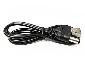 Кабель живлення, заряджання, USB до DC5.5х2.1, 1 метр - чорний, фото 4