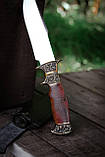 Ексклюзивний ніж ручної роботи для полювання та риболовлі «Міні-генерал» зі шкіряними піхвами 95х18/58 HRC., фото 3