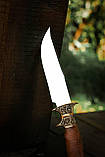 Ексклюзивний ніж ручної роботи для полювання та риболовлі «Міні-генерал» зі шкіряними піхвами 95х18/58 HRC., фото 2